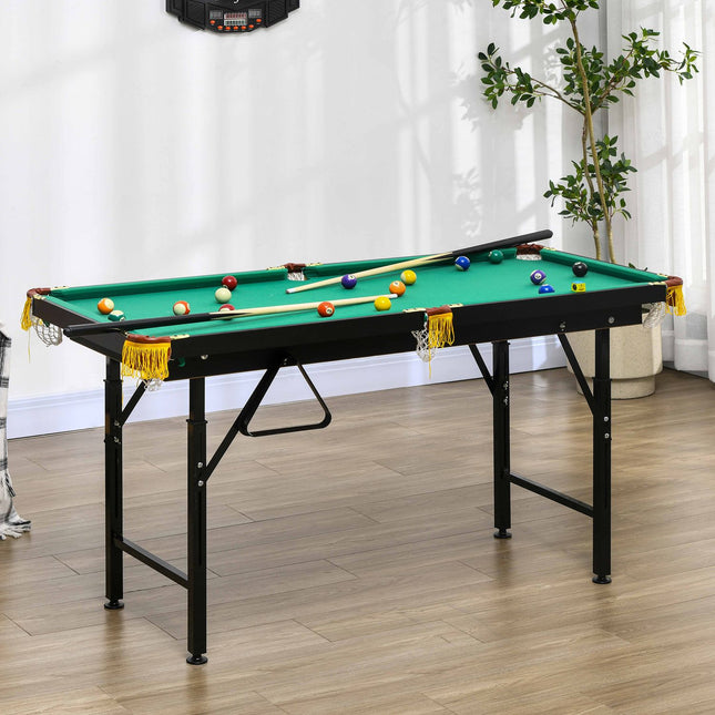 Folding 4.6ft Green Pool Table Set for Adults and Youth