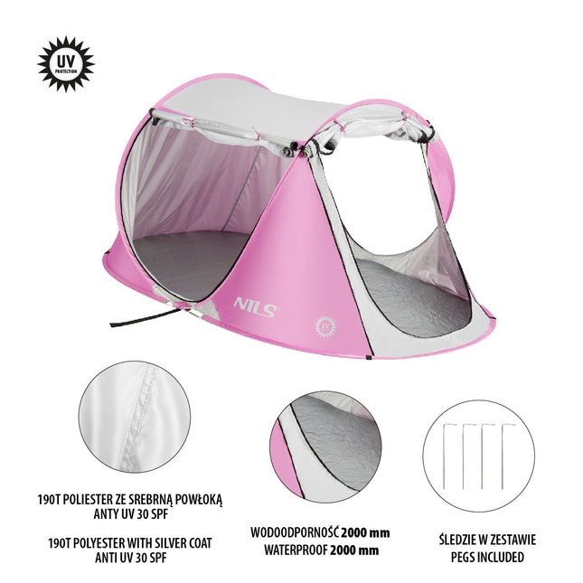 Pop Up Beach Tent, Pink, UV Protection