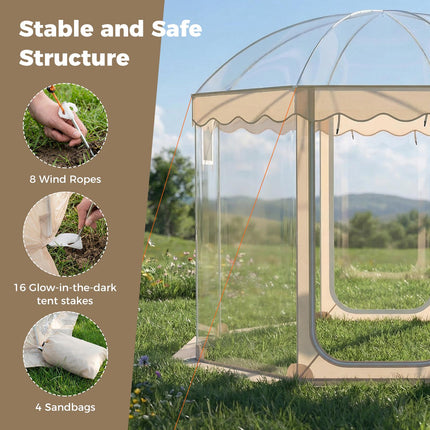 Pop-up bublinový stan 10x10 Ft, pro 8-10 osob, průhledné PVC