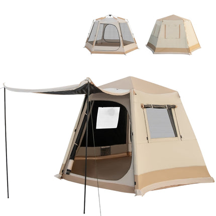 Pop-up kempingový stan, automatické rozložení, pro 4-6 osob, béžový
