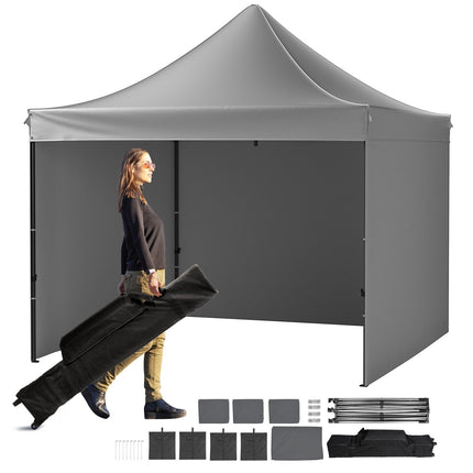 Pop Up Canopy Tent 10x10 with Sidewalls, Waterproof, Dark Gray