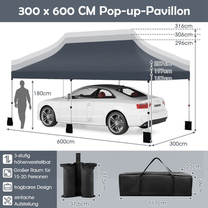 Pop-up party stan, 300x600cm, nastavitelná výška