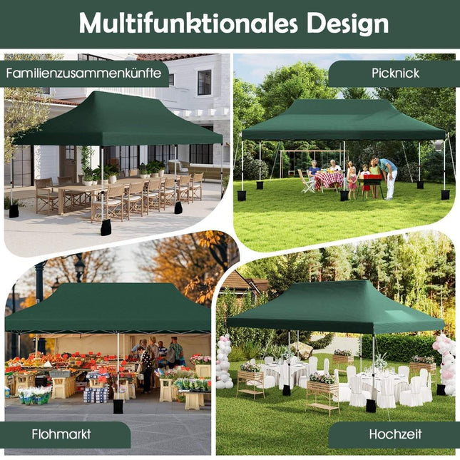 Pop-up luifeltent 300x600 cm, verstelbare hoogte, groen