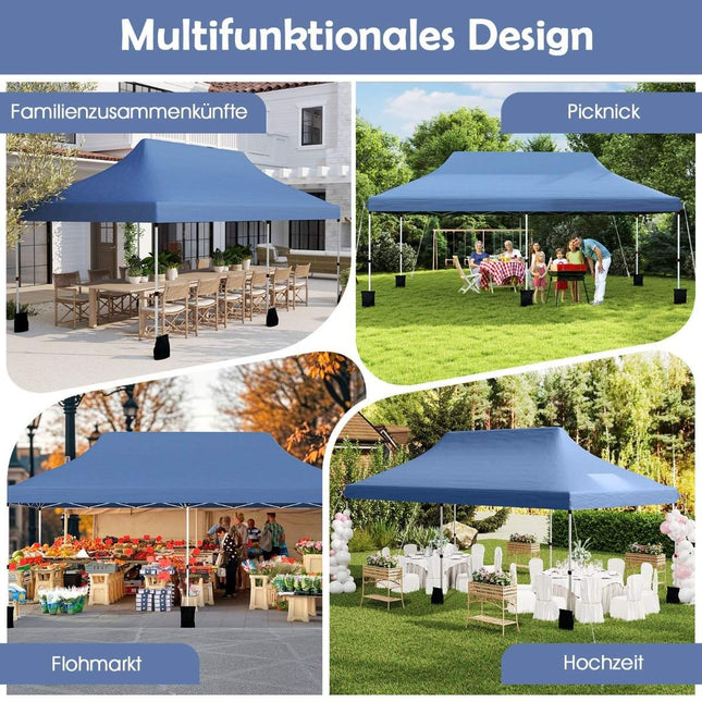 Pop-up luifeltent 300x600 cm, blauw, verstelbare hoogte
