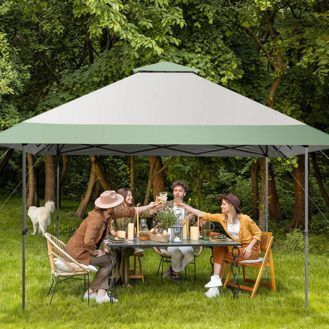 Opklapbare partytent 4x4m, in hoogte verstelbaar, inclusief draagtas met wielen