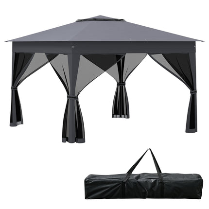 Pop-up party stan se síťovými stěnami, 337x337cm, šedý