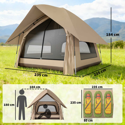 Pop-up kopulový stan, voděodolný, pro 2-3 osoby, 235x235x184cm
