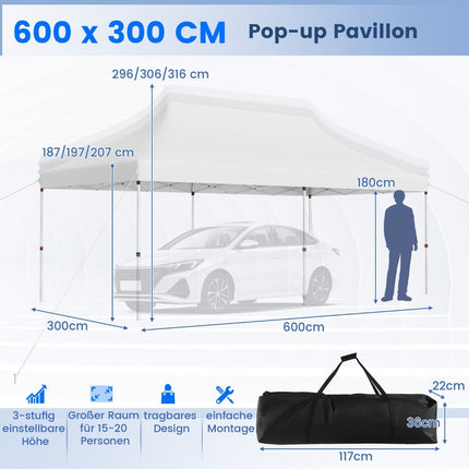 Pop-up party stan na akce, 300x600 cm, nastavitelná výška