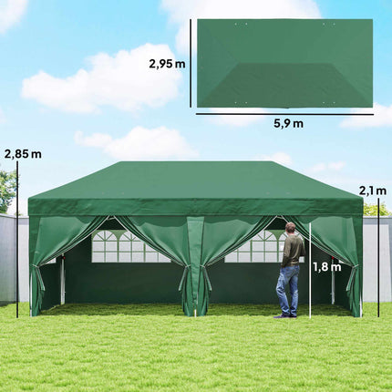 Pop-up zahradní pavilon s odnímatelnými stěnami, 590x295 cm