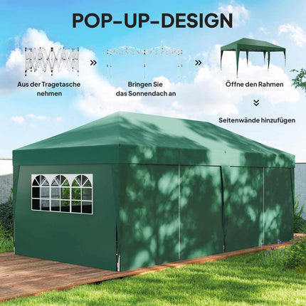 Pop-up zahradní pavilon s odnímatelnými stěnami, 590x295 cm