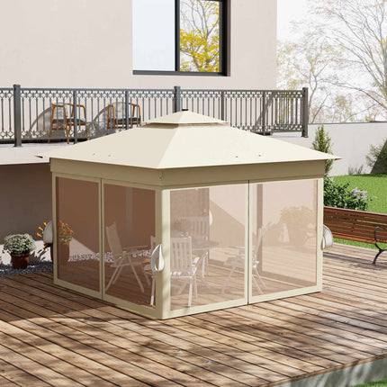 Pop-Up Gazebo 3.3x3.3m, Water-Resistant, LED, Mosquito Net