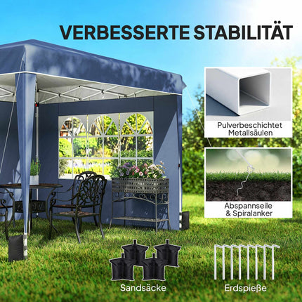 Pop-up altán 3x3m, voděodolný, nastavitelná výška, modrý