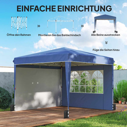 Pop-up altán 3x3m, voděodolný, nastavitelná výška, modrý