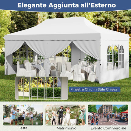 Pop-up altán 3 x 6 m, 6 bočních stěn, dveře na zip