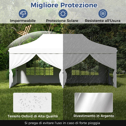 Pop-up altán 3 x 6 m, 6 bočních stěn, dveře na zip
