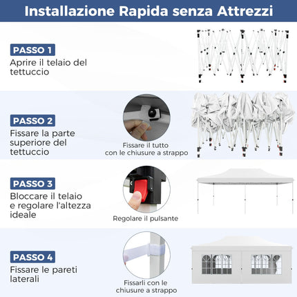 Pop-up altán 3 x 6 m, 6 bočních stěn, dveře na zip
