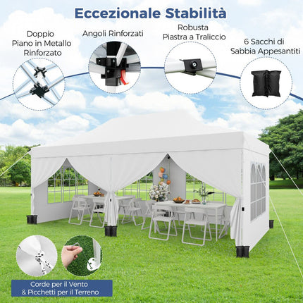 Pop-up altán 3 x 6 m, 6 bočních stěn, dveře na zip