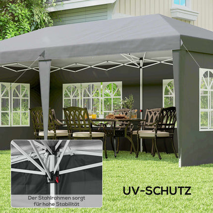 Pop-Up Gazebo 3x6m Waterproof with 4 Sidewalls, Grey