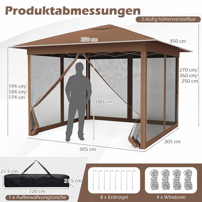 Pop-up pavilon 3.5x3.5m s moskytiérou a taškou