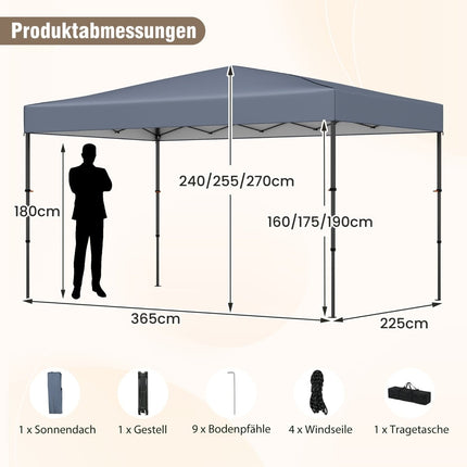 Pop-up pavilon 365x225 cm, UV ochrana, přenosná taška