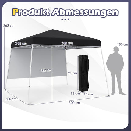 Pop-up pavilon 3x3m, voděodolný, ochrana proti slunci, černý