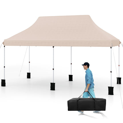 Pop-up pavilon 3x6m, nastavitelná výška, béžový, UV ochrana