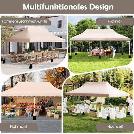 Pop-up pavilon 3x6m, nastavitelná výška, béžový, UV ochrana