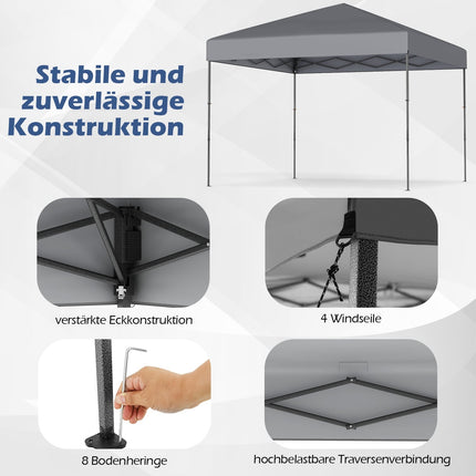 Pop-up pavilon s UV50+ ochranou, nastavitelná výška, šedý