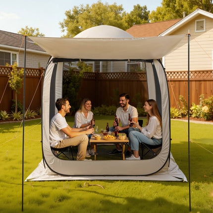 Pop-Up Screen House Tent, 4-6 Person, With Awning