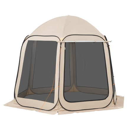 Pop-Up Screen House Tent, 4–8 Person, Beige, Awning
