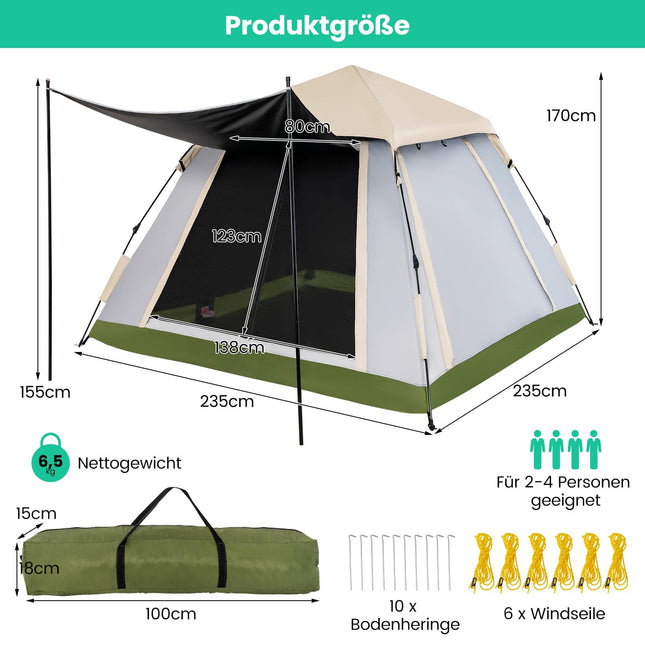 Pop-up stan pro 2-4 osoby, voděodolný, moskytiéra