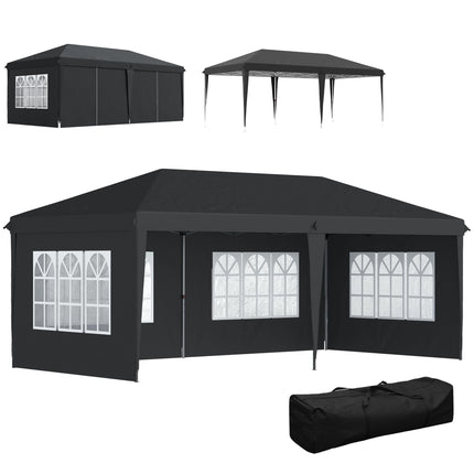 Pop-up voděodolný pavilon 3x6m s UV ochranou, černý