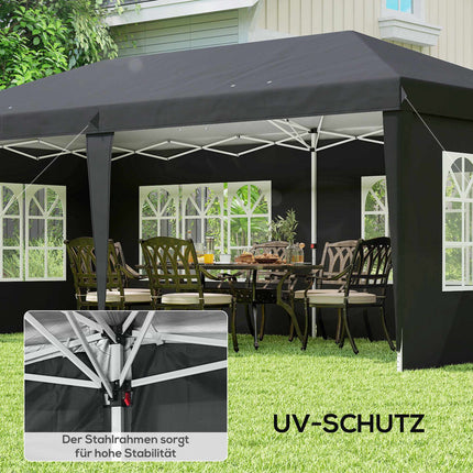 Pop-up voděodolný pavilon 3x6m s UV ochranou, černý