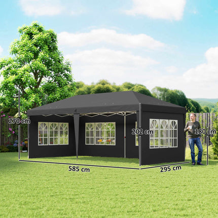Pop-up voděodolný pavilon 3x6m s UV ochranou, černý