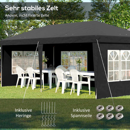 Pop-up voděodolný pavilon 3x6m s UV ochranou, černý