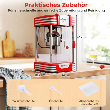 Popcorn Machine 300W, Retro Cinema Style, Warming Light