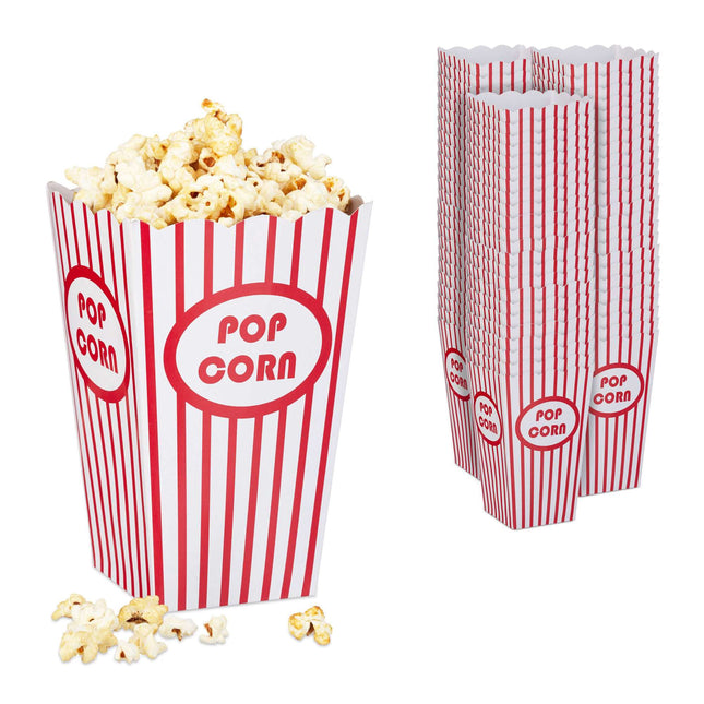 Sáčky na popcorn, 72 ks, červeno-bílé