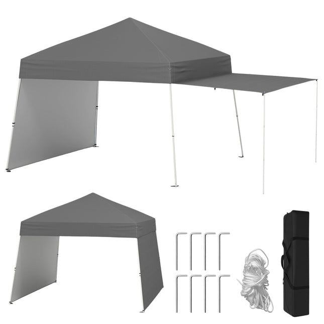 Pop-up paviljoentent, 430x280cm, omvormbare zijkanten, grijs