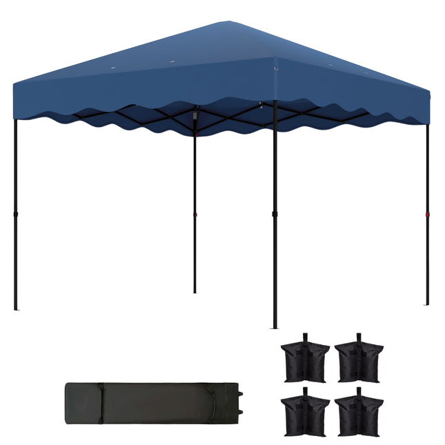 Paviljoen ca. 3x3m, waterafstotend, stabiel, winterbestendig pop-up vouwpaviljoen met UV-bescherming 50+, opvouwbare partytent, tuintent met roltas, tuinpaviljoen voor kamperen, tuin, donkerblauw