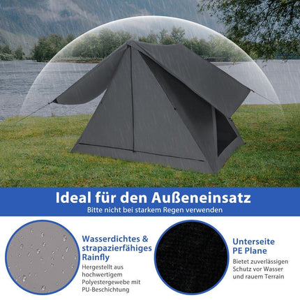 Pop-up stan pro 2-3 osoby 360° jednostranně průhledný rodinný stan 225 x 145 x 161 cm šedý