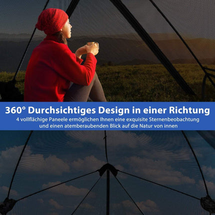 Pop-up stan pro 2-3 osoby 360° jednostranně průhledný rodinný stan 225 x 145 x 161 cm šedý