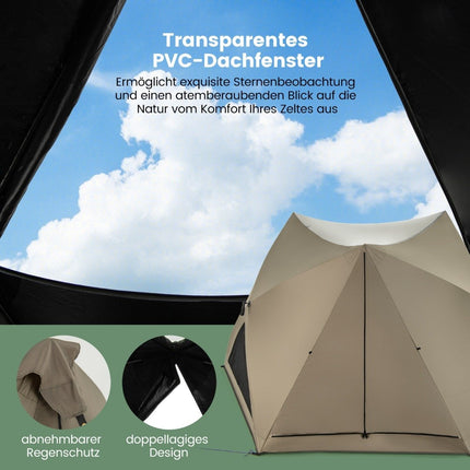 Pop-up stan pro 4-6 osob kempingový stan s přístřeškem voděodolný rodinný stan 285 x 250 x 147 cm olivově zelený