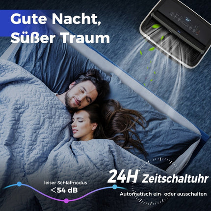 Tragbares 12000 BTU Klimagerät mit Heizung und Entfeuchter, WiFi-Steuerung