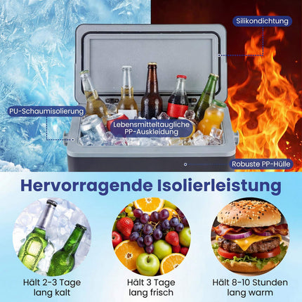Přenosný pevný chladicí box 12 l s rukojetí, tmavě šedý