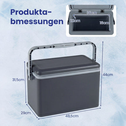 Přenosný pevný chladicí box 12 l s rukojetí, tmavě šedý