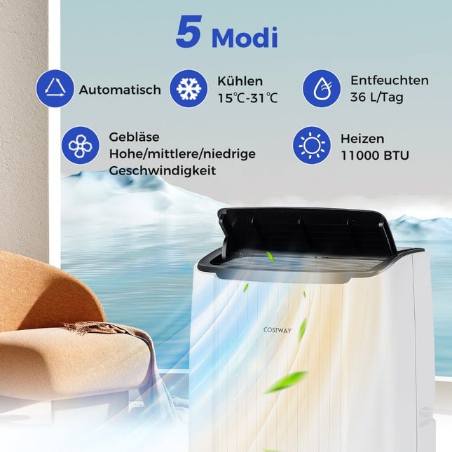 Přenosná klimatizace 14000 BTU, topení a odvlhčovač
