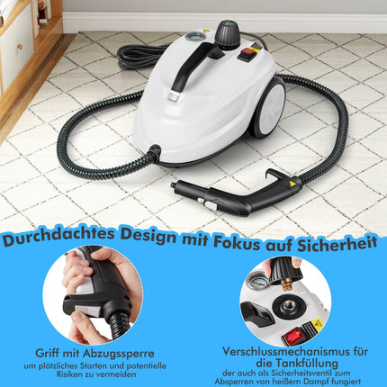 Portable 2000W Steam Cleaner, 15-Piece Accessory Set