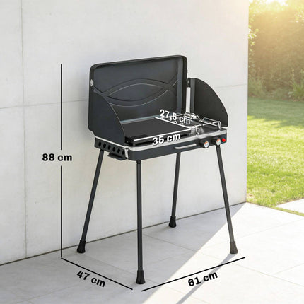 Přenosný plynový gril se 2 hořáky, 7 kW, stolní provedení