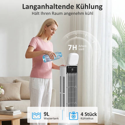 Přenosný ochlazovač vzduchu 3v1, nádrž 9 l, oscilace 48, bílý