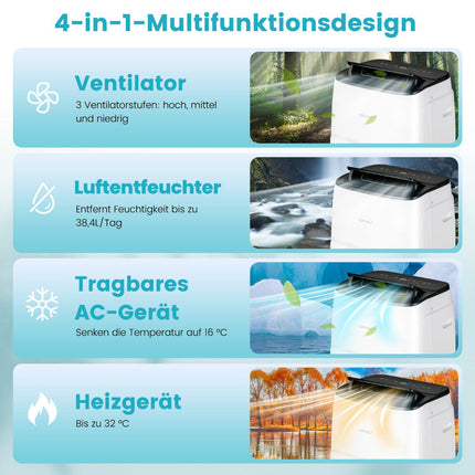 Přenosná klimatizace 4v1, 12000 BTU, WiFi ovládání